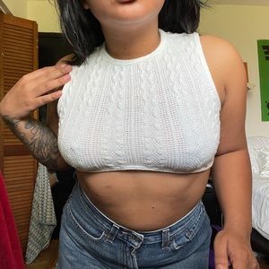white cropped top